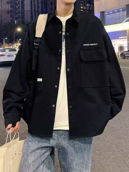 Fashion Loose Oversized Cardigan Long Sleeve Shirt Men