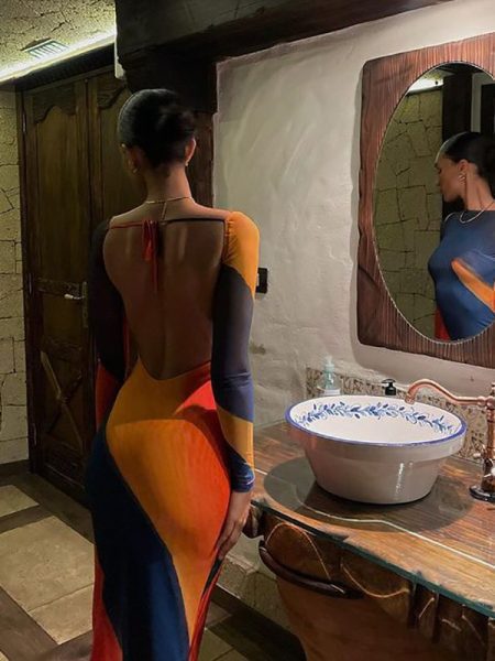 Women's One-shoulder Printed Sexy Backless Dress