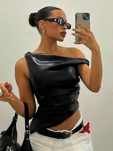 Ladies' Fashion Asymmetric Shoulder Sleeveless Vest