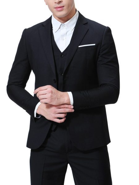 Men's Solid Color Casual Business Casual Three-Piece Suit