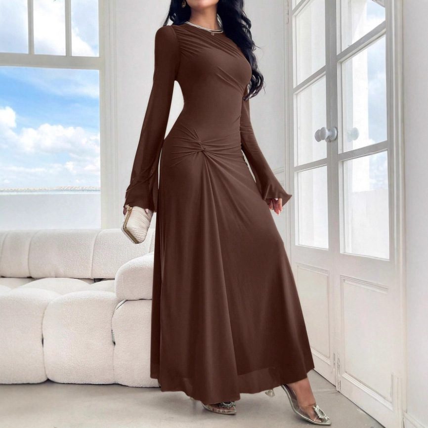 Buy Women's Clothing Online | Buy Trending Dresses for Women New Trumpet Sleeve Slim-fit Elegant High-elasticity Fashionable Dress