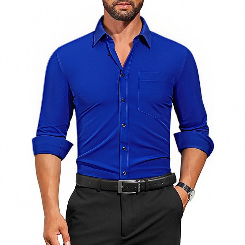 Men’s Breathable Stretch Solid Color Shirt