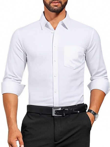Men’s Breathable Stretch Solid Color Shirt