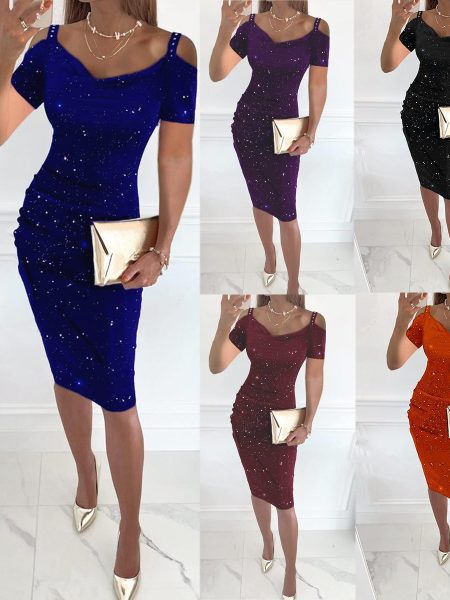 Diamond-studded Strapless Dress For Women