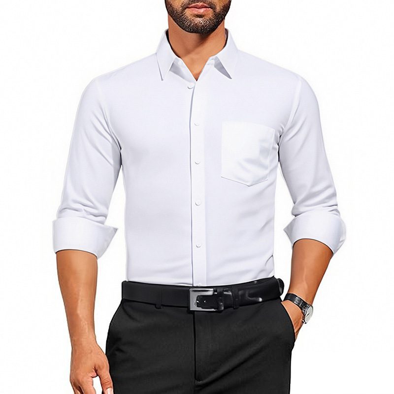 Men’s Breathable Stretch Solid Color Shirt