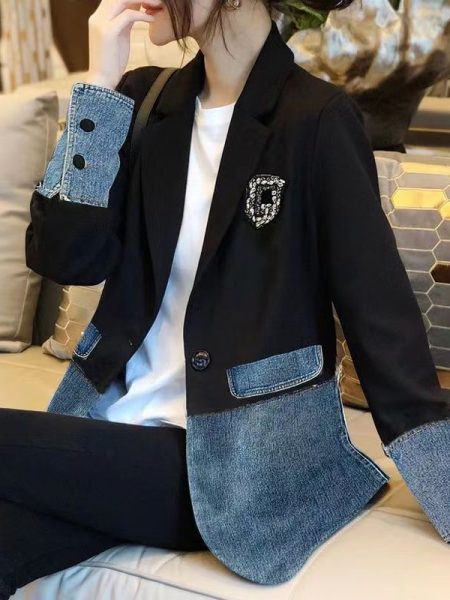 Niche Leisure Style Patchwork Suit For Petite Figures