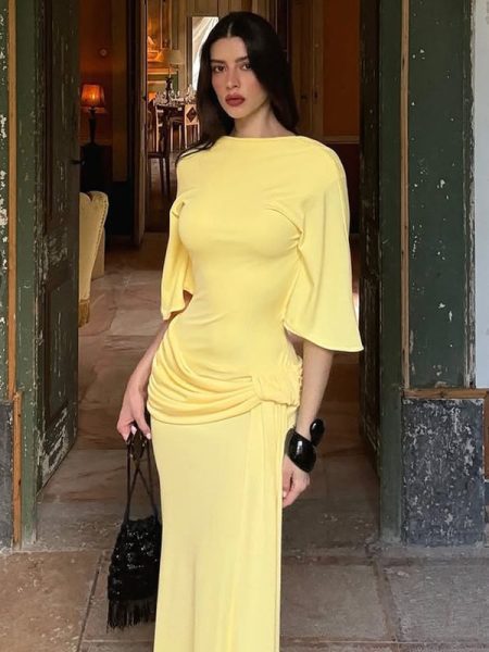 Decorative Long Ribbon Dress For Women