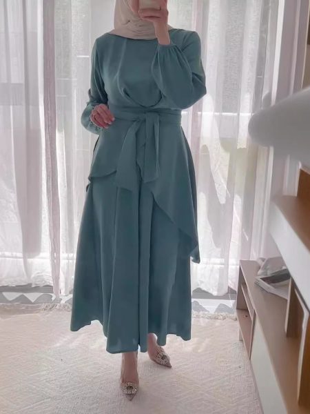 Irregular Hem Top Wide Leg Pants Suit Women