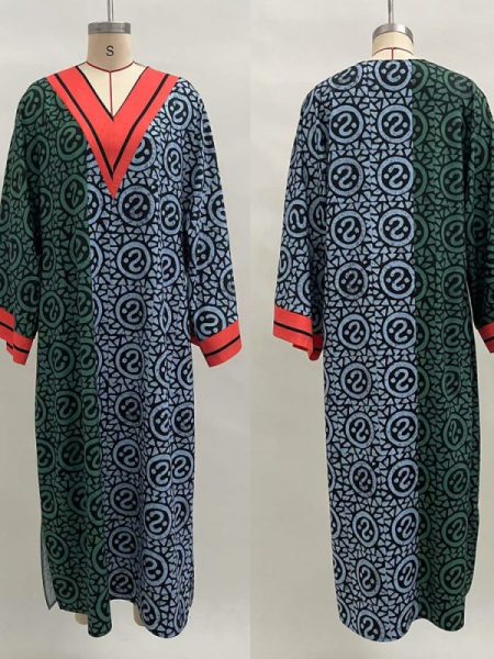 Women's Digital Print Color Block Dress