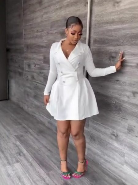 New Temperament Design Lapel Long Sleeve Suit Dress