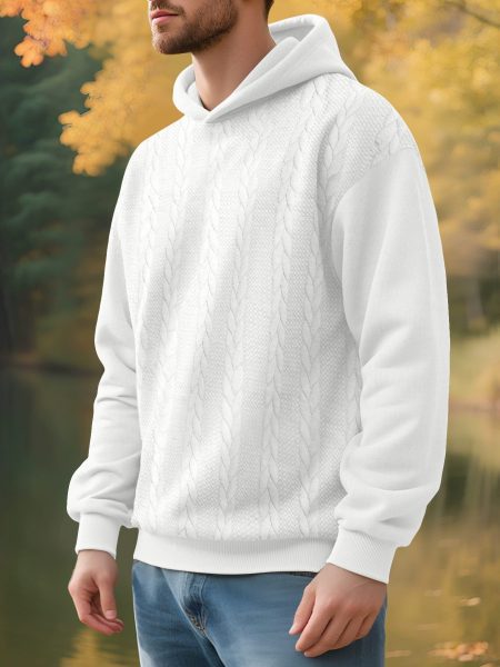 Men's Casual Thick Jacquard Hooded Sweatshirt