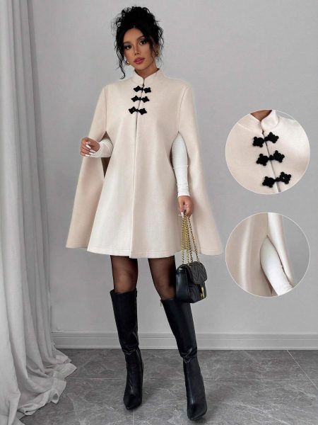 New Chinese Classic Frog-button Oversized Wool Coat