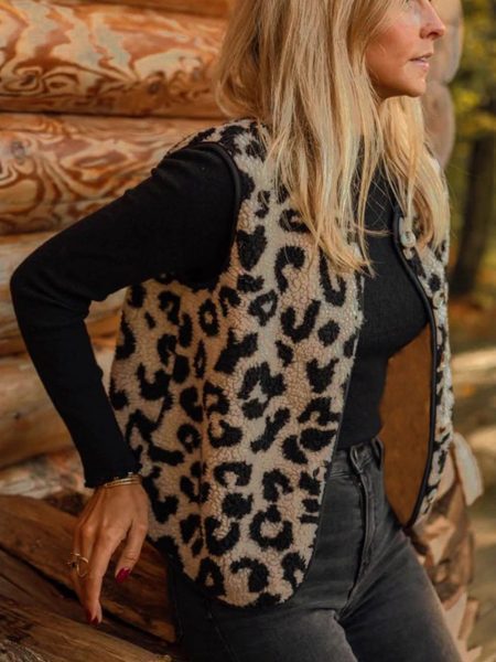 Elegant Leopard Fur Vest For Women