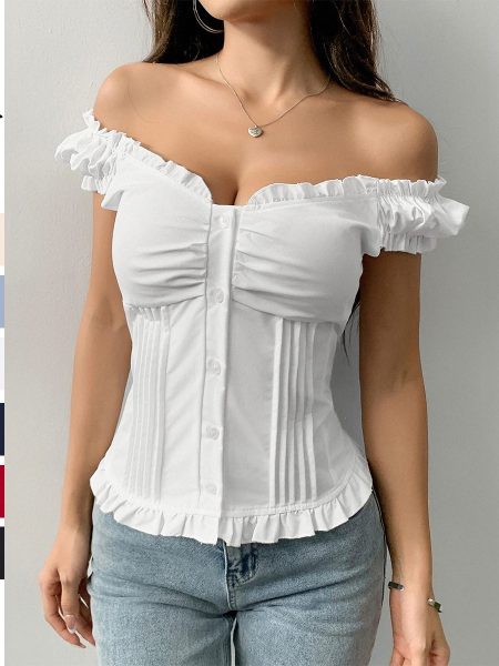 Women's Short-sleeved Wooden Ear Vest