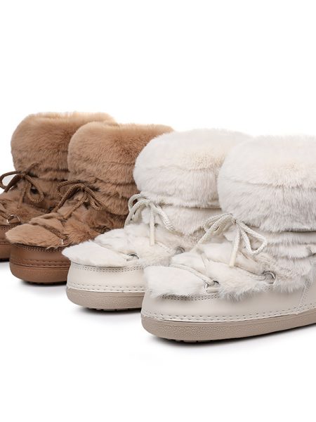 Women's Short Thin-soled Fur-lined Snow Boots