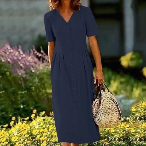 V-neck Shirt Dress for Women - Casual Style & Comfort