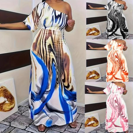 New Women's Fashion Casual Single Sleeve Off Shoulder Dress