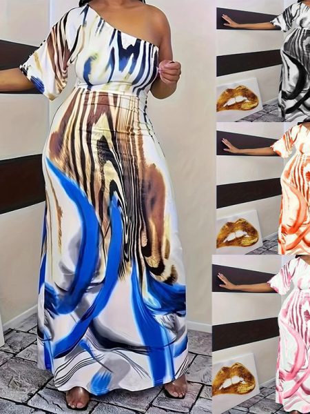 New Women's Fashion Casual Single Sleeve Off Shoulder Dress