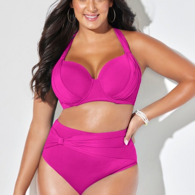 Ladies Split Two-part Swimsuit Solid Color