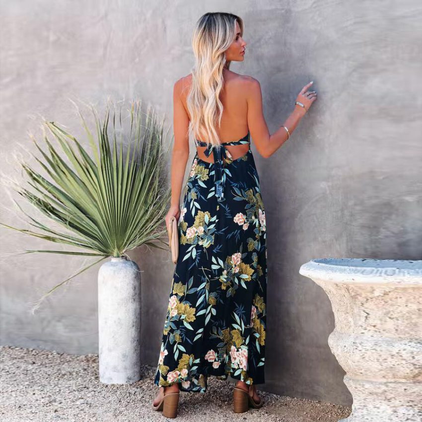 Suspender Dress Sexy Backless Large Swing Dress