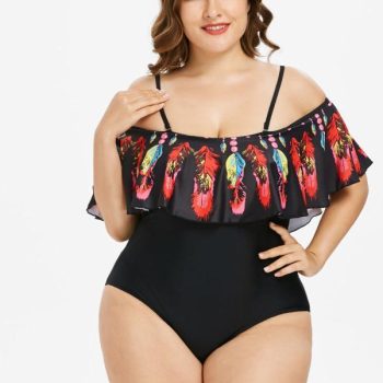 Women's feather shoulder sexy plus fat plus Dalian body bikini