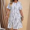 Women's Casual Fashion Loose Striped Printed Short Sleeve Dress