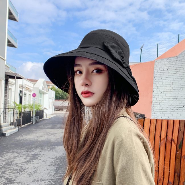 Women's Sunshade Summer Large Brim Bow Basin Hat