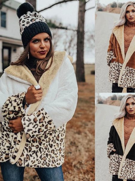 Fashionable warm Lapel Plush coat