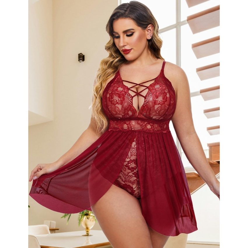 Plus Size Babydoll Womens Snap Crotch Lingerie