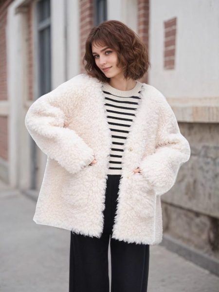 Fashionable Lamb Wool Velvet Padded Thickened Coat