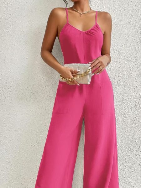Women's Cross Back Wide-Leg Camisole Jumpsuit