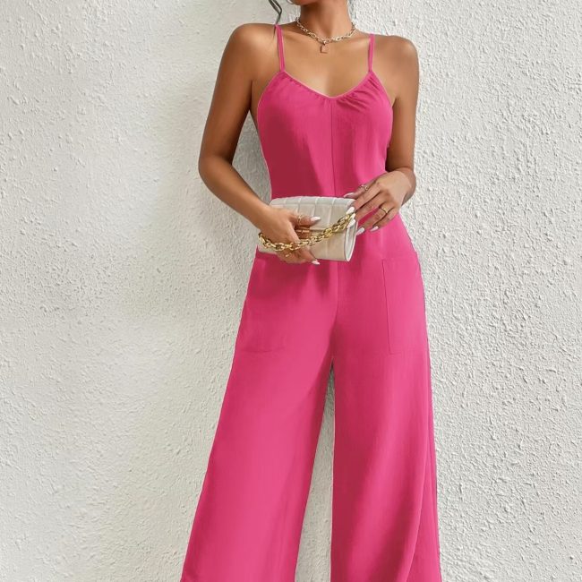 Women's Cross Back Wide-Leg Camisole Jumpsuit