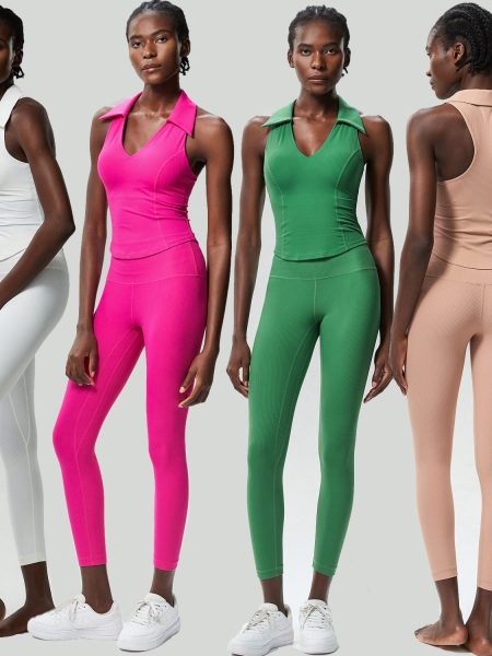 Women's Tight Large Size V-neck Sports Fitness Yoga Wear Two-piece Set