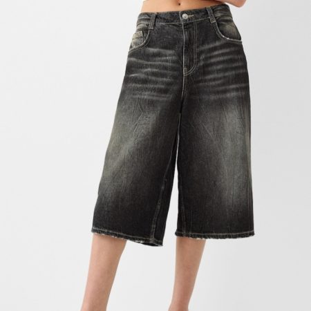 Low Waist Loose Denim Cropped Pants
