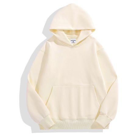 500g Heavy-duty Fleece Shoulder Down Hoodie Without Drawstring