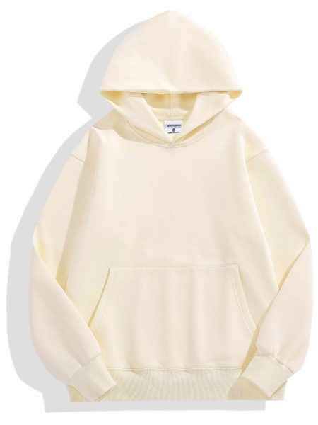 500g Heavy-duty Fleece Shoulder Down Hoodie Without Drawstring