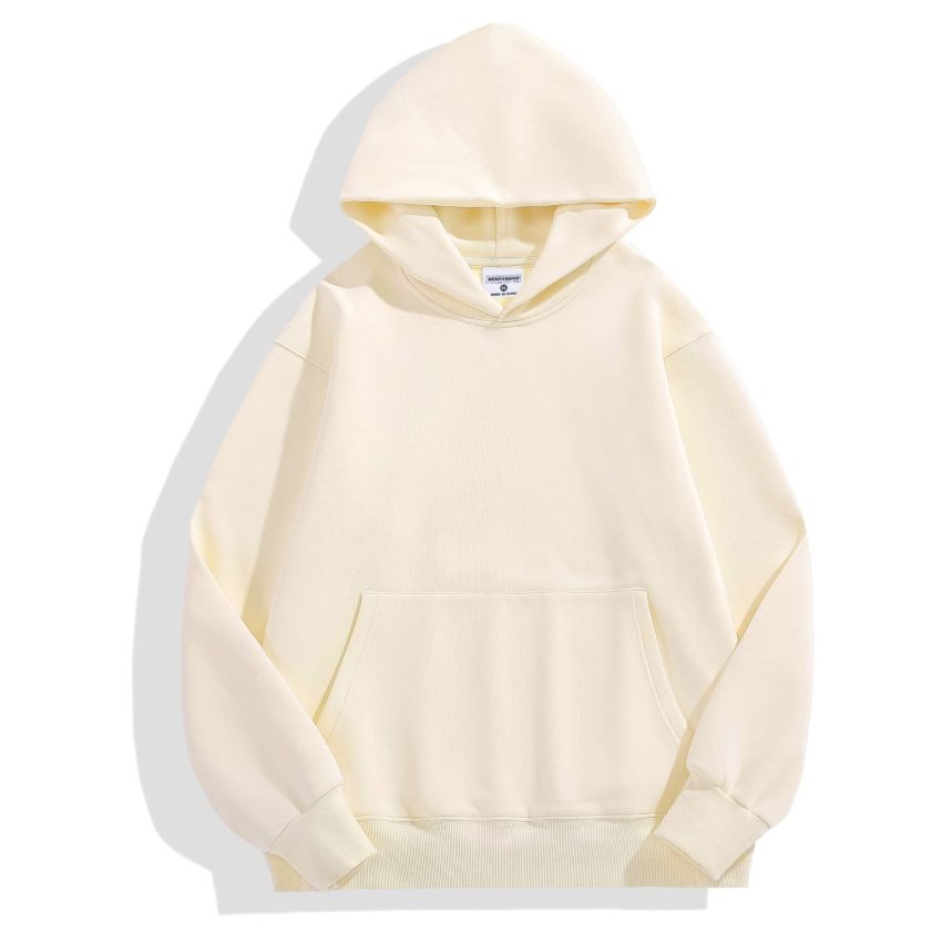 500g Heavy-duty Fleece Shoulder Down Hoodie Without Drawstring