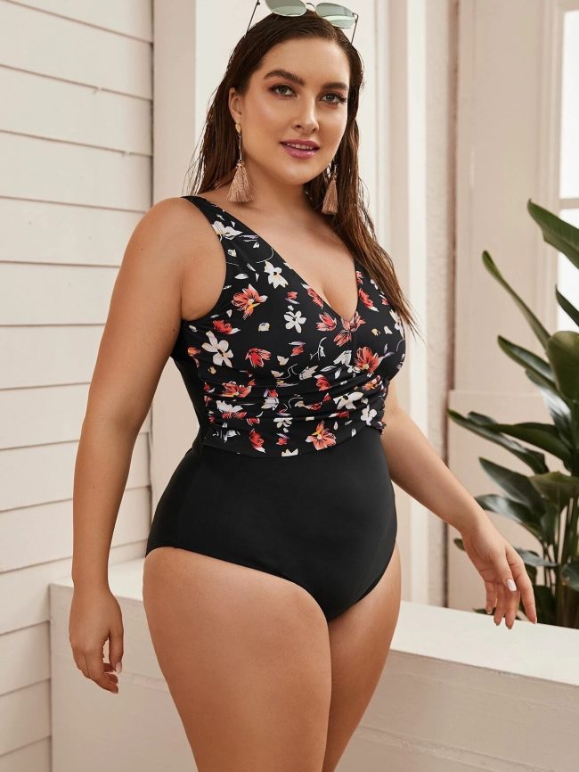 Bikini Plus Size One-piece Printed Swimsuit For Women