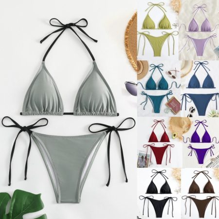 Sexy Hot Girl Halter Bikini Split Swimsuit