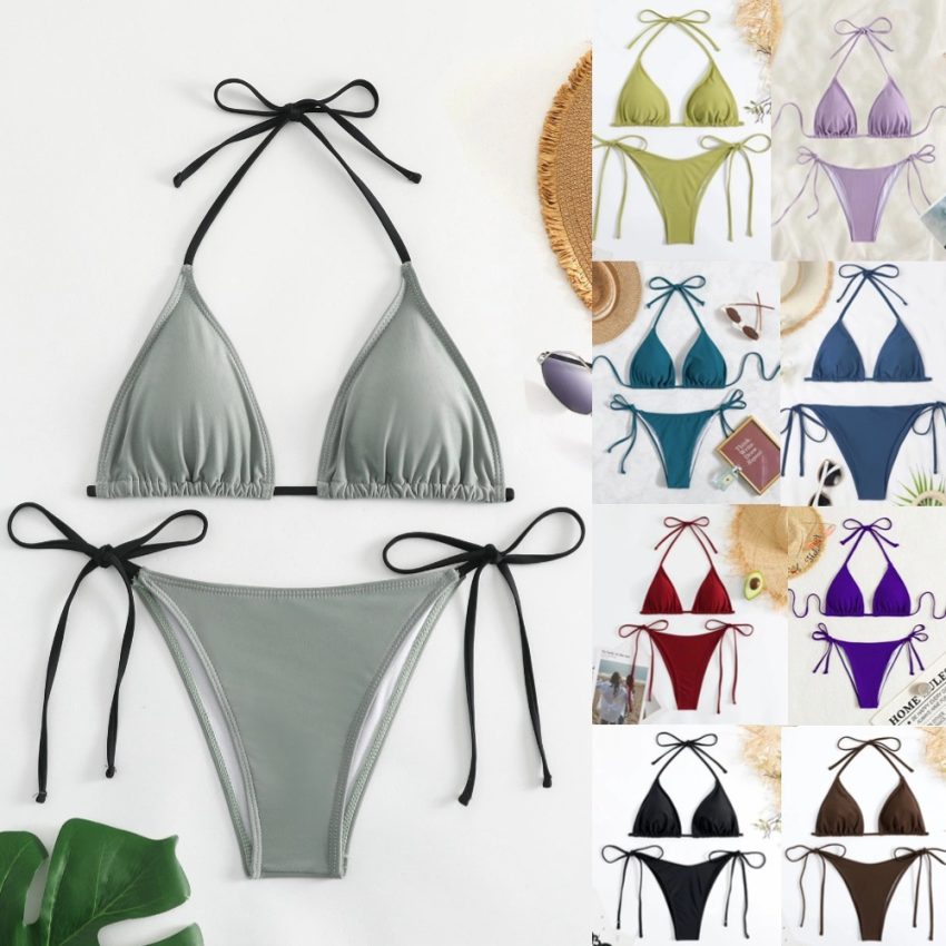 Sexy Hot Girl Halter Bikini Split Swimsuit