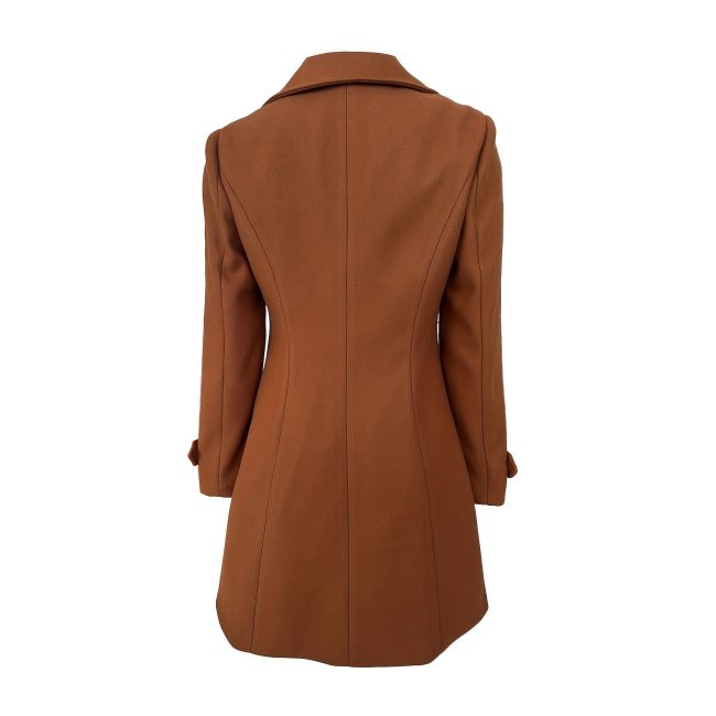 Elegant Women's Solid Color Double Breasted Woolen Coat