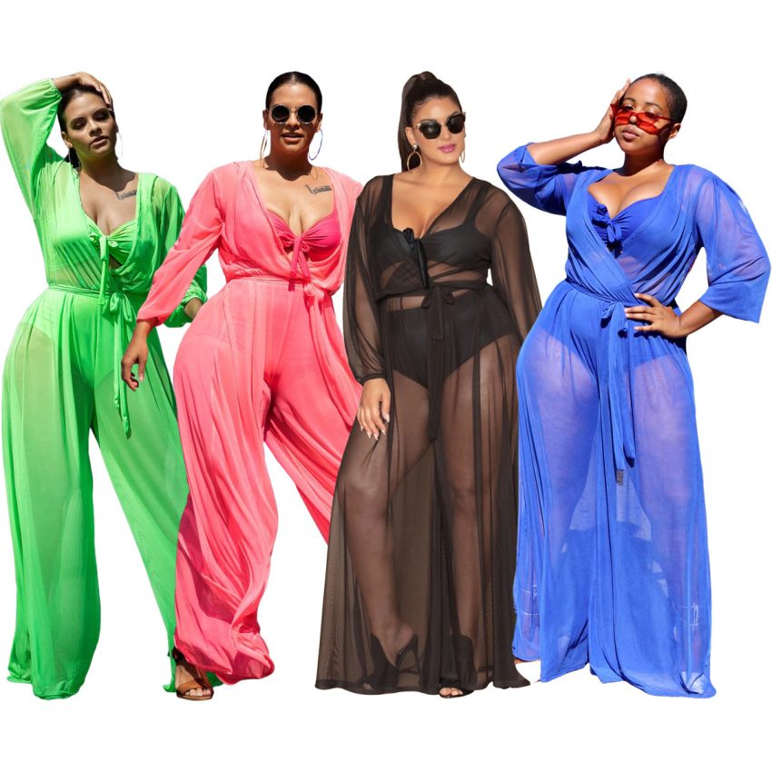 Women's Sheer Mesh Plus Size Women's Jumpsuit