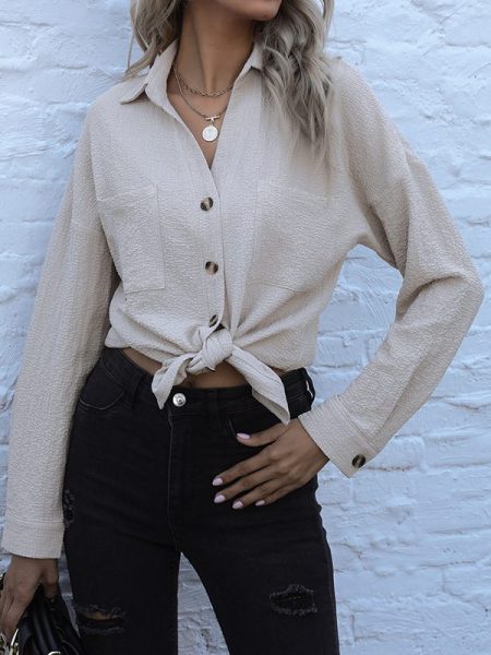 Long Sleeve Lapel Office Button Shirt