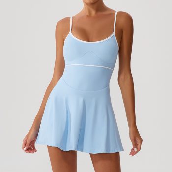 Contrasting-color Dress Intrazone Chest Pad Anti-exposure