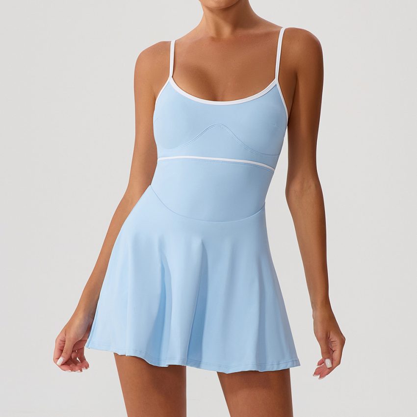 Contrasting-color Dress Intrazone Chest Pad Anti-exposure