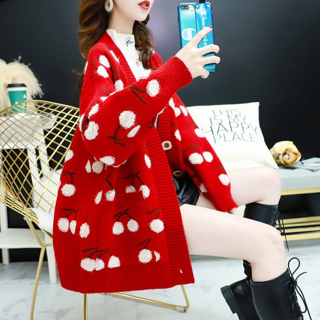 Women's sweet loose sweater coat