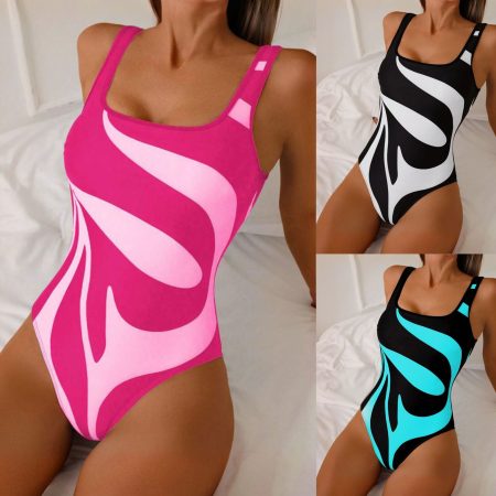 New One-piece Printed Suspender Women's Swimsuit