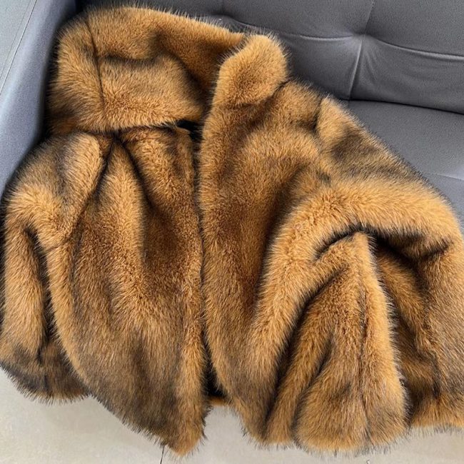Loose Trendy Mid-length Fur Coat