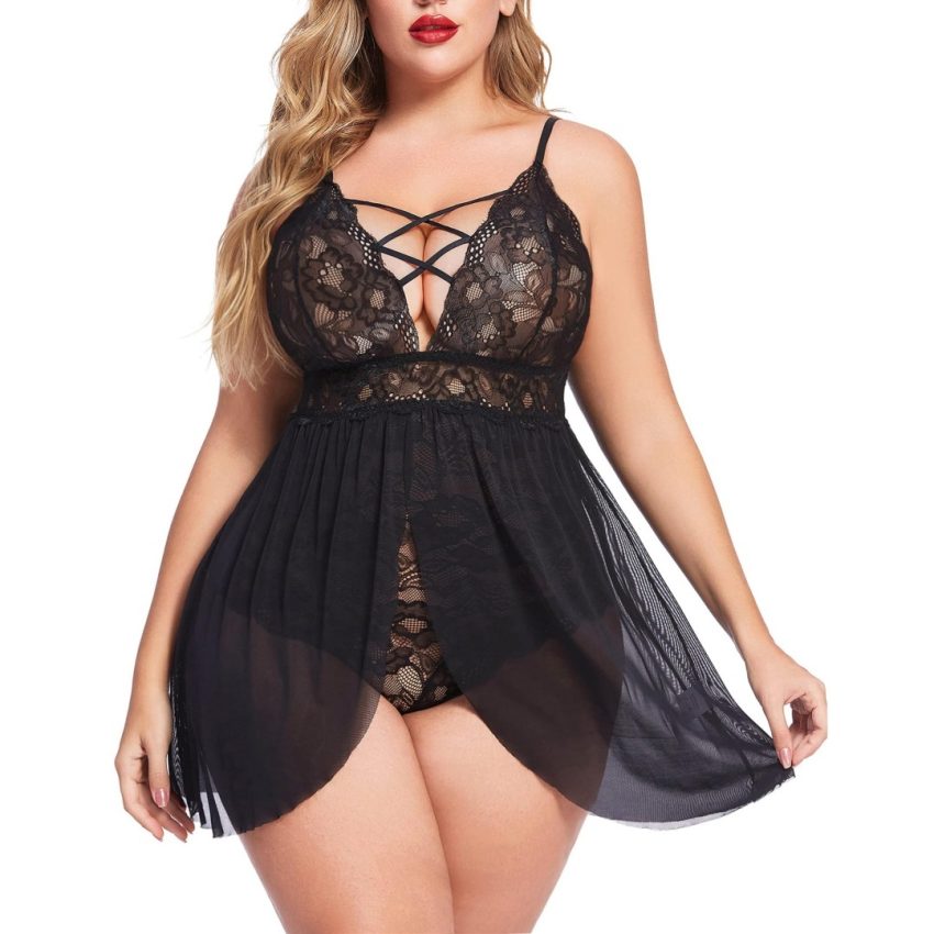 Plus Size Babydoll Womens Snap Crotch Lingerie