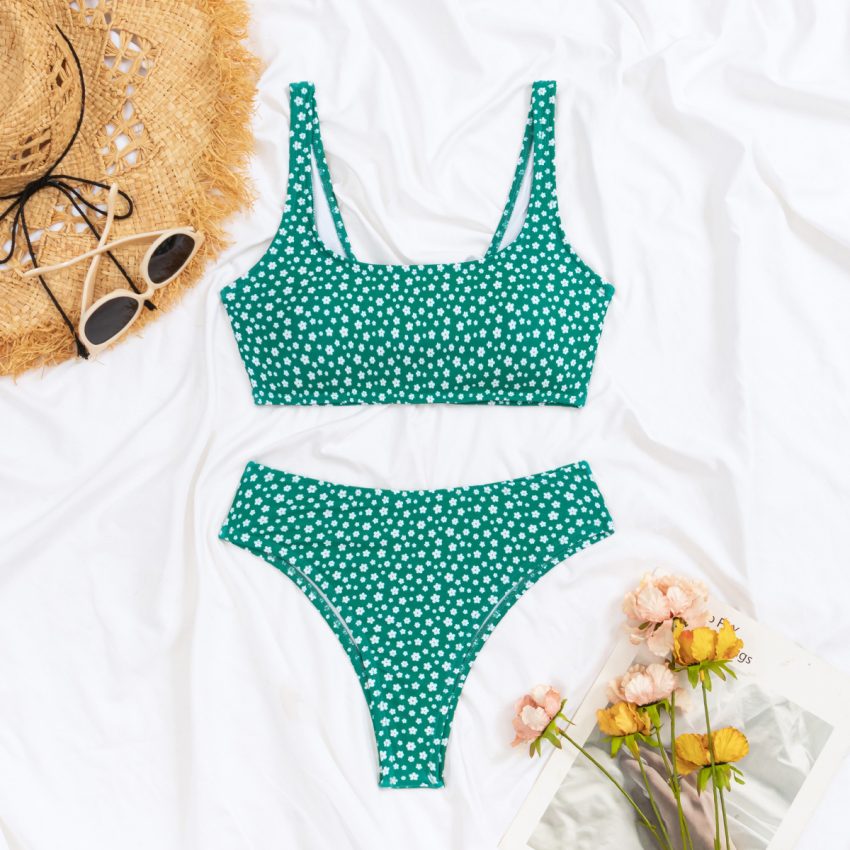 Printed Floral U-neck Halter Bikini Women